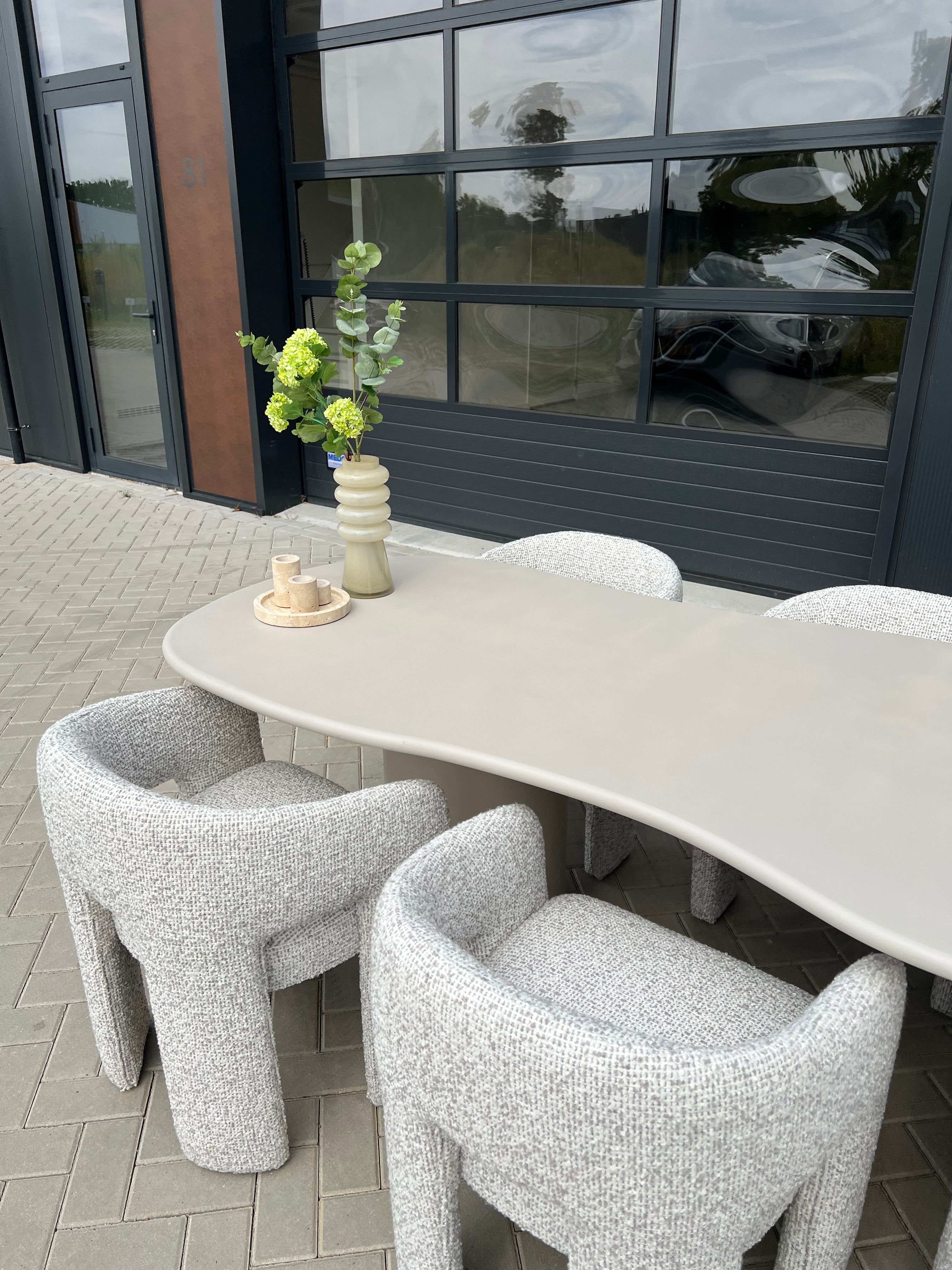Japandi Eettafel Betonlook,  Beige 200cm